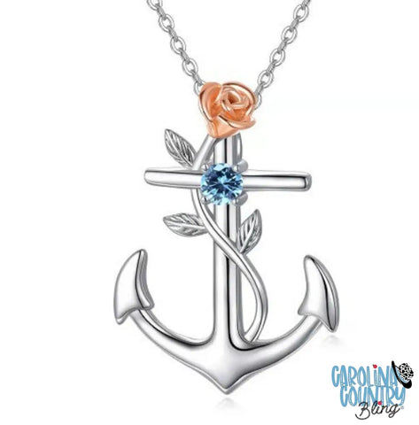 Anchor Of Love Blue Necklace
