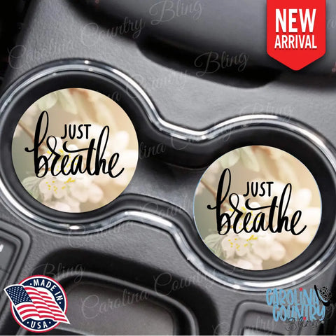 Just Breathe – White Car Coaster