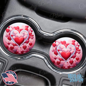 My Heart Beats For You Pink Car Coaster