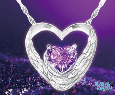 My Heart Has Wings Purple Necklace