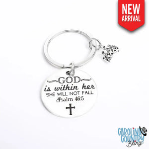 She Will Not Fall – Silver Key Chains