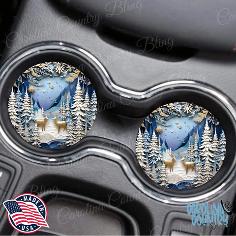 Winter Wonderland Blue Car Coaster